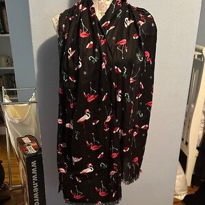 Black Flamingo Print Scarf